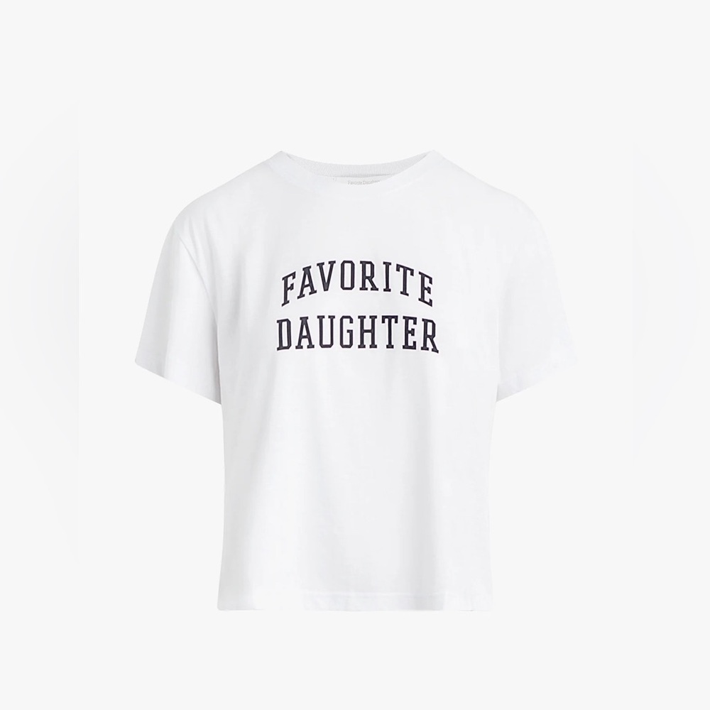 Favorite Daughter The Cropped Collegiate Boxy Graphic Tee Shirt in Size Medium - Picture 4 of 11